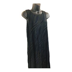 Nine West Beautiful black‎ sequin slinky sleeveless swing tent dress size 10 new